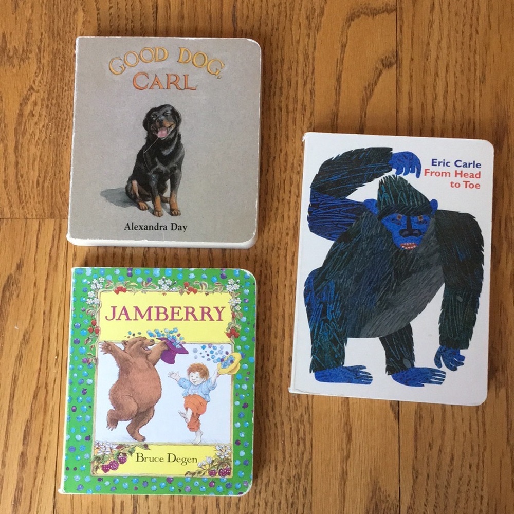 Three board books: Good Dog, Carl; Jamberry; From Head to Toe